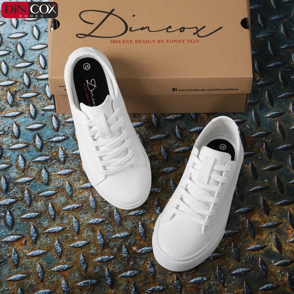 Giày Sneaker Da Unisex DINCOX D34 Phong Cách Trẻ Trung Sành Điệu White - Trắng