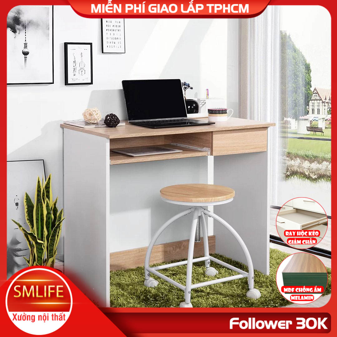 Bàn làm việc, bàn vi tính gỗ hiện đại SMLIFE Dialomon | Gỗ MDF dày 17mm chống ẩm | D90xR45xC75cm