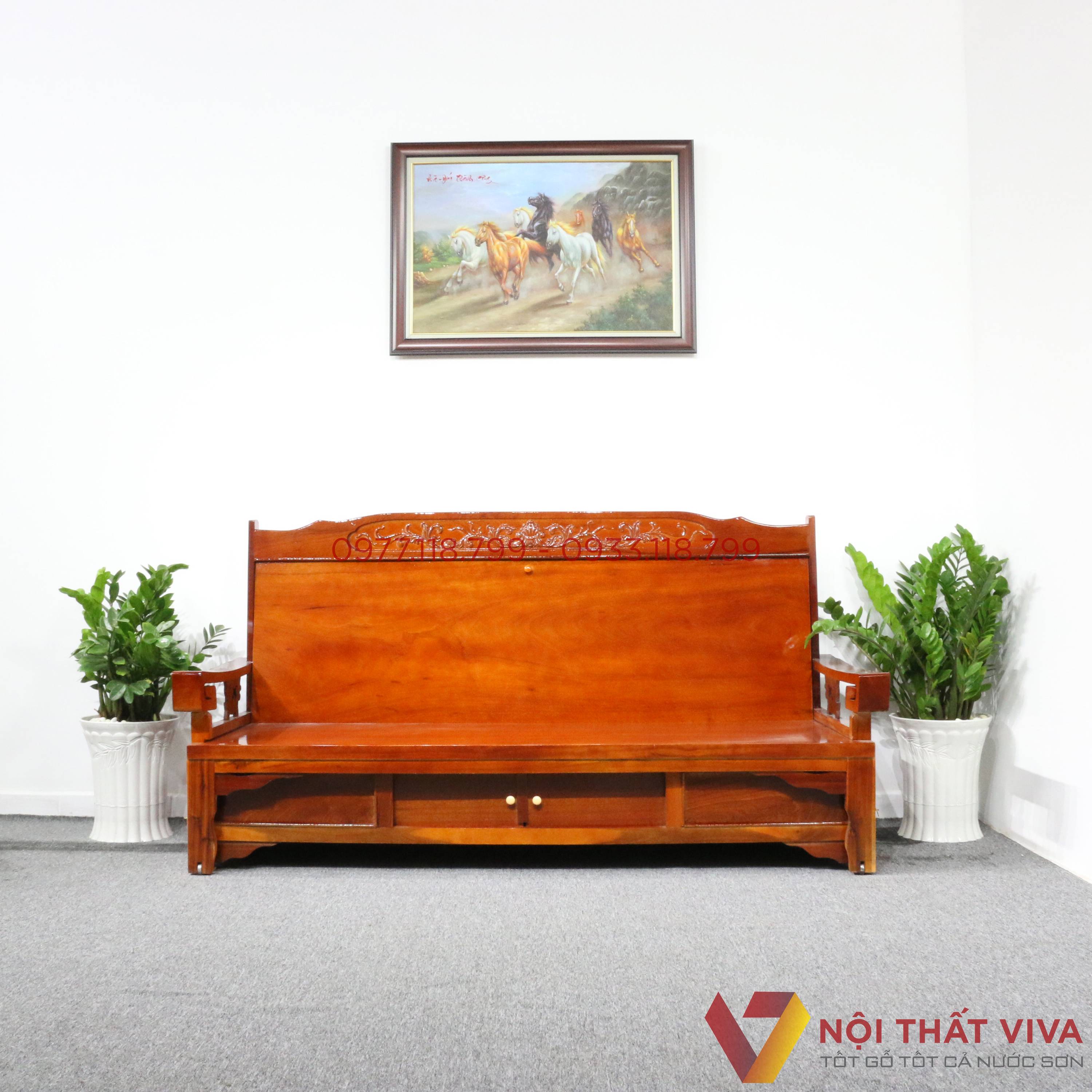 Ghế Gấp Trường Kỷ Gỗ Xoan Tự Nhiên Hiện Đại Giá Rẻ - 200cm x 60cm x 105cm (dài x rộng x cao) / Mở ra: 200x 120 x 105 (dài x rộng x cao)