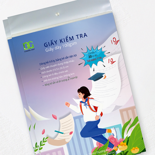 Giấy kiểm tra 4 ô ly giấy trắng dày, viết êm không lem, bảng kẻ sẵn tiện lợi, Combo 1: 20 tờ