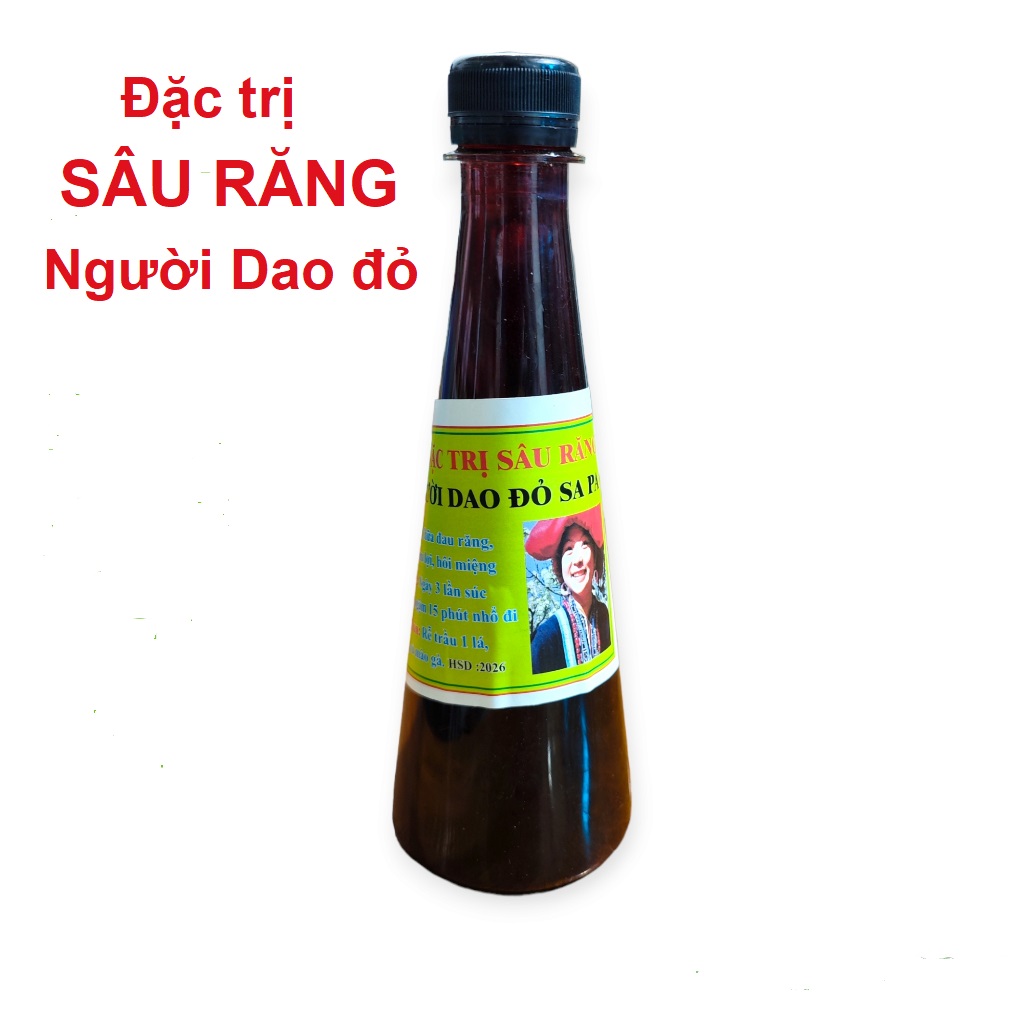 Chai Sâu răng người Dao đỏ, súc miệng chai 350ml.