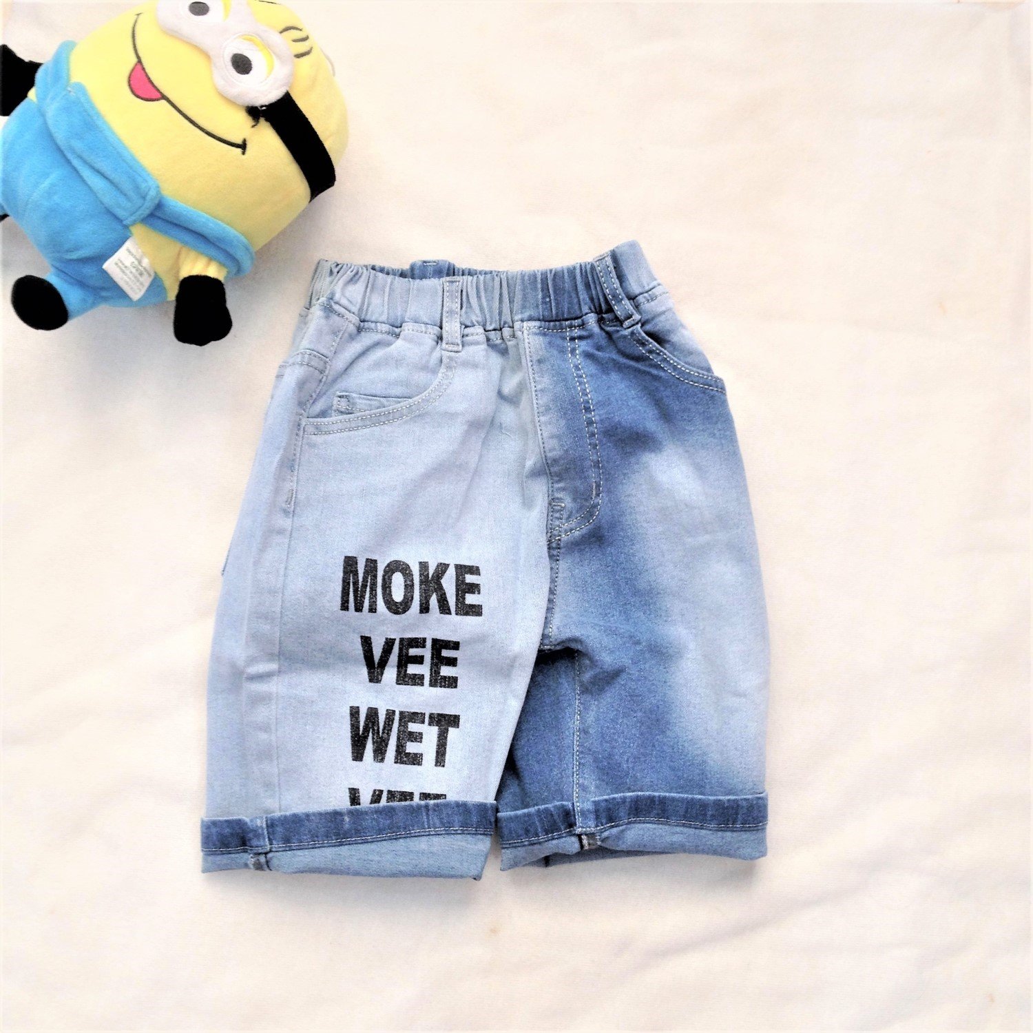 Q0001815 Quần jean lửng màu xanh wax, jean co giãn, dáng ôm body cho bé trai từ 4-8 tuổi (18-23kg)