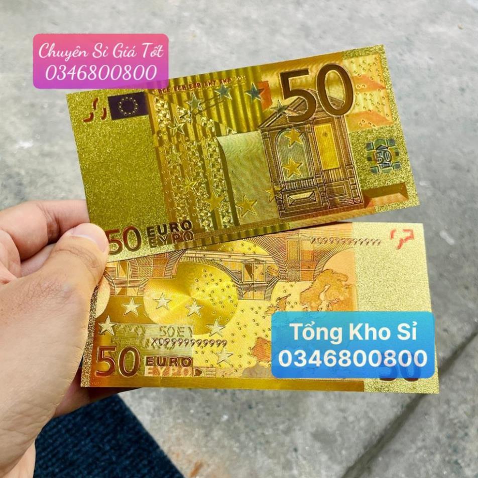 Tờ Tiền Kỉ Niệm 50 EURO Plastic Mạ Vàng Lì Xì Tết May Mắn