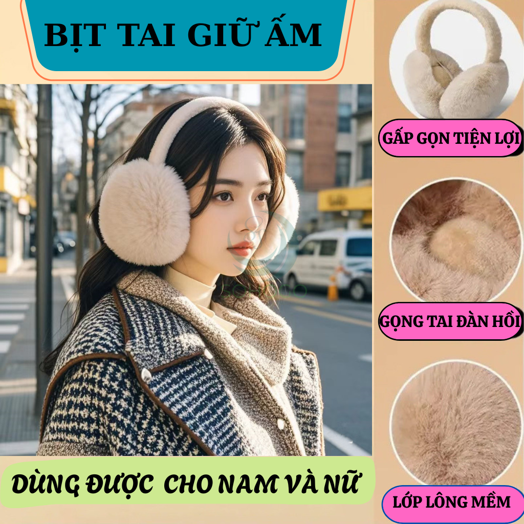 Bịt tai giữ ấm chống lạnh thời trang-Bịt tai giữ ấm chống lạnh thời trang-Chụp tai bông lông siêu dễ thương