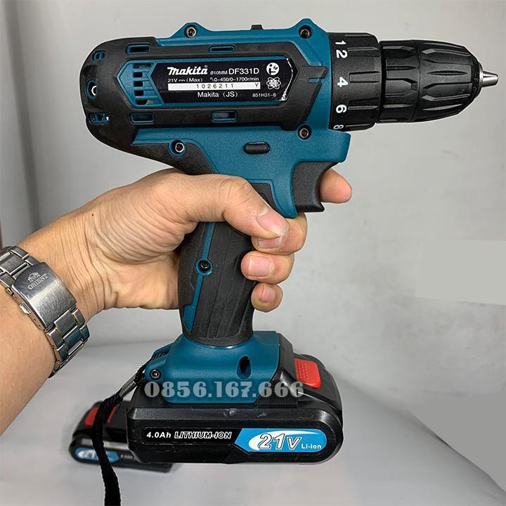 Máy Khoan pin MAKITA Có Búa 21V Kèm Phụ Kiện 24 chi tiết - Máy Khoan tường, bê tông, bắn vít, vặn vít 24V - 2Pin 5 Cell