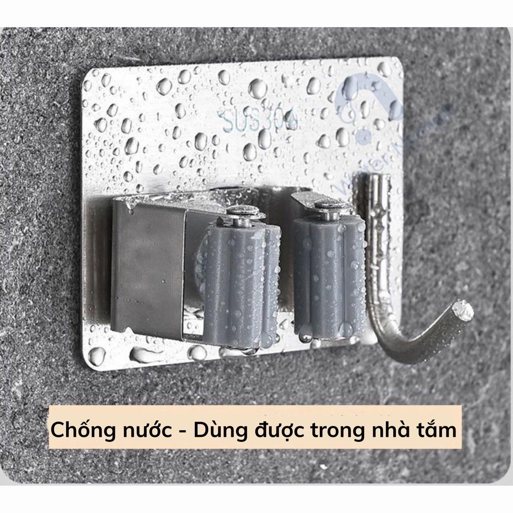 Móc treo cây lau nhà dán tường 2 trong 1, inox 304 - Waternymph Keeper