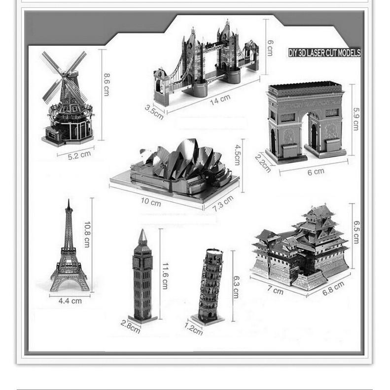 Bộ lắp ghép mô hình 3D các kỳ quan thế giới trưng bày trong xe, bàn làm việc