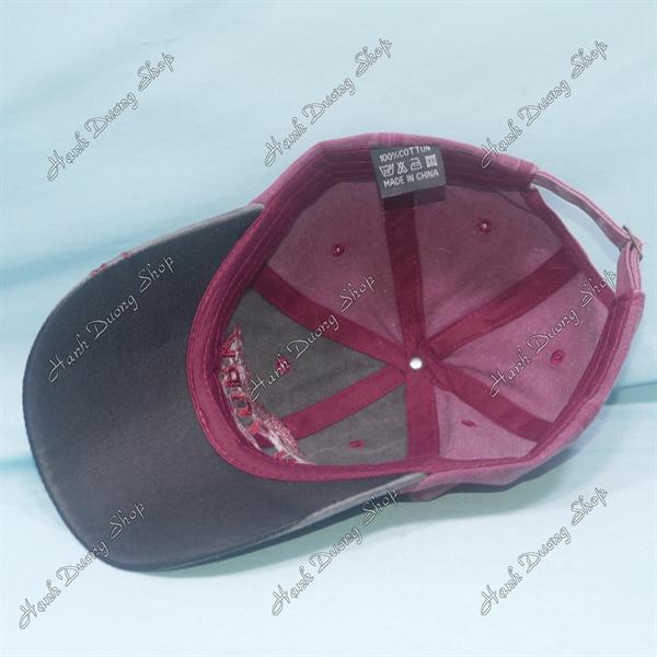Nón kết hàng quảng châu, mũ lưỡi trai thêu chữ New York Since 1985 vải kaki oát loang cao cấp vòng đầu 56-60cm - Chữ Đỏ thẩm
