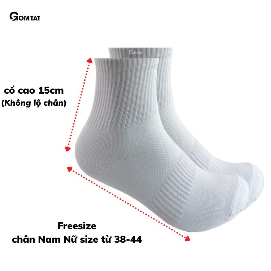 Tất nam nữ cổ trung thiết kế thoáng khí, vớ trơn cổ lửng unisex chất liệu cotton êm mềm đi mát - KLB-TRONLUNG-GANTAM