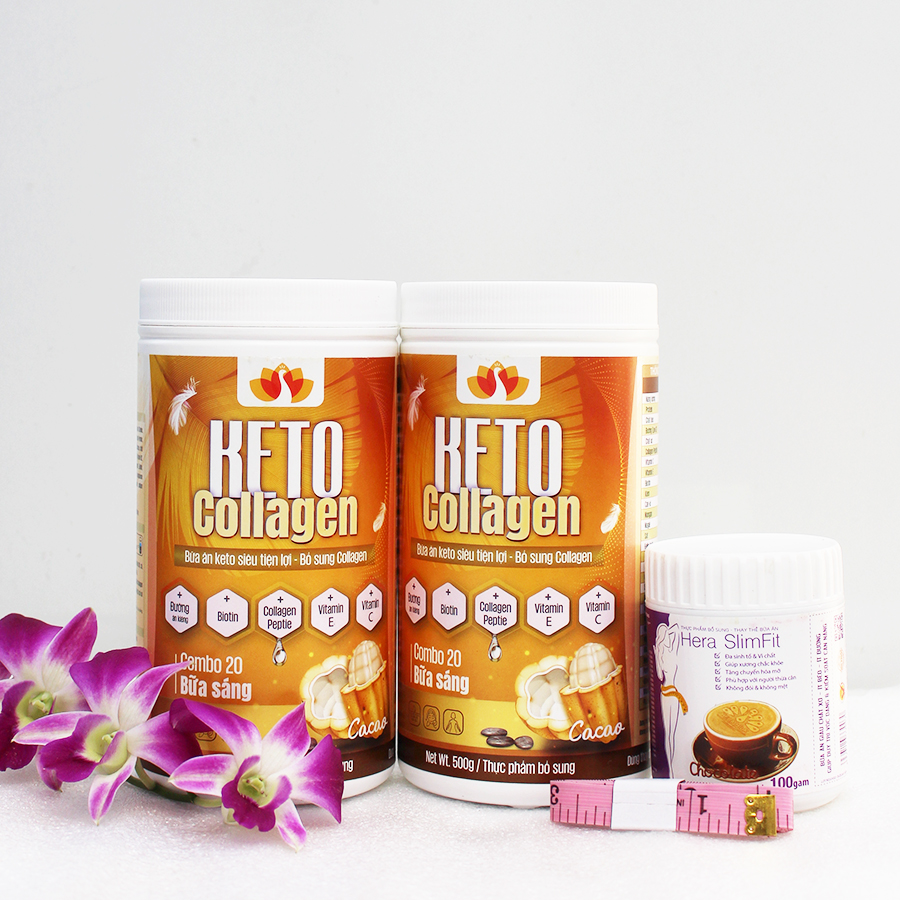 Liệu trình 2 hộp Keto Collagen 500g - Bữa ăn Keto hỗ trợ GIẢM CÂN SIÊU TIỆN LỢI cho người thực hành Keto và người muốn giảm cân - Giảm 3-7Kg/ 1 tháng