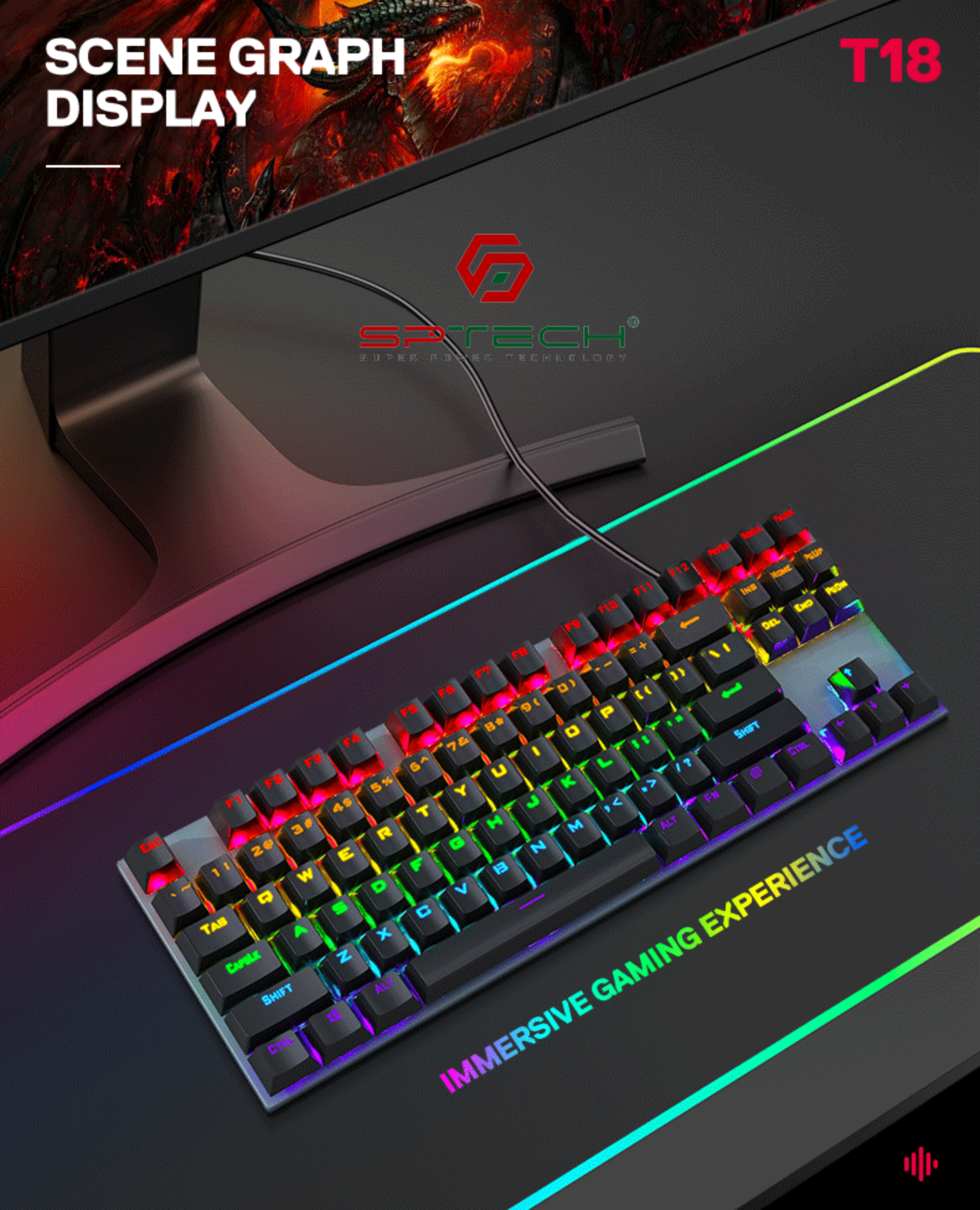 Bàn Phím Cơ T-WOLF T18 USB- Hàng Chính Hãng