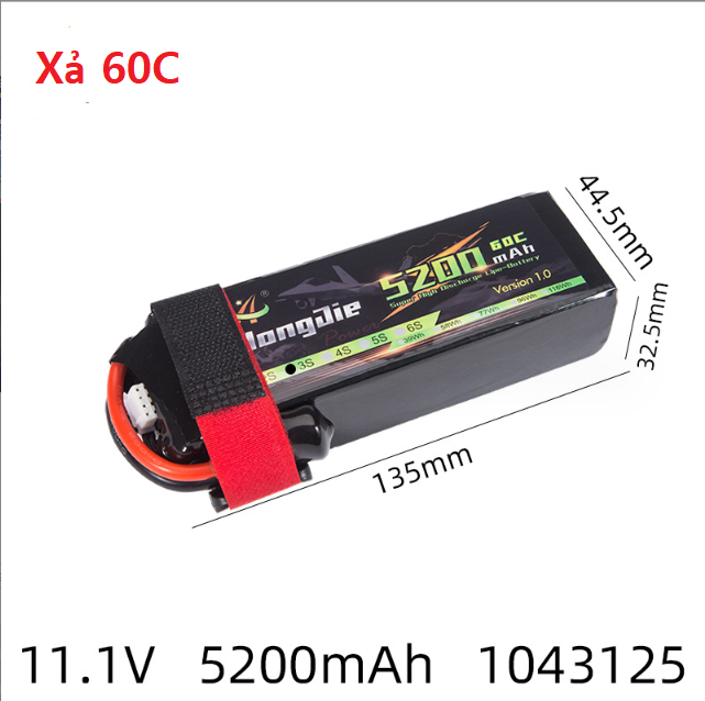 Pin Lithium Xả 60C 3s 11.1v 5200mah Máy Bay Flycam Đồ Chơi Điều Khiển Hàng Mới 100%