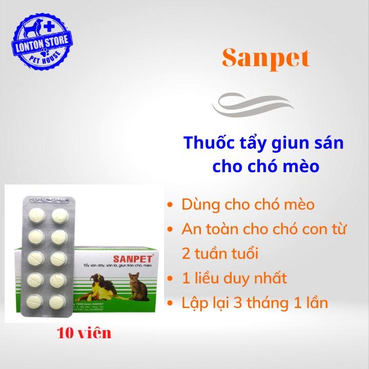 Sanpet - Viên xổ giun cho cún mèo, 10 viên/ vĩ