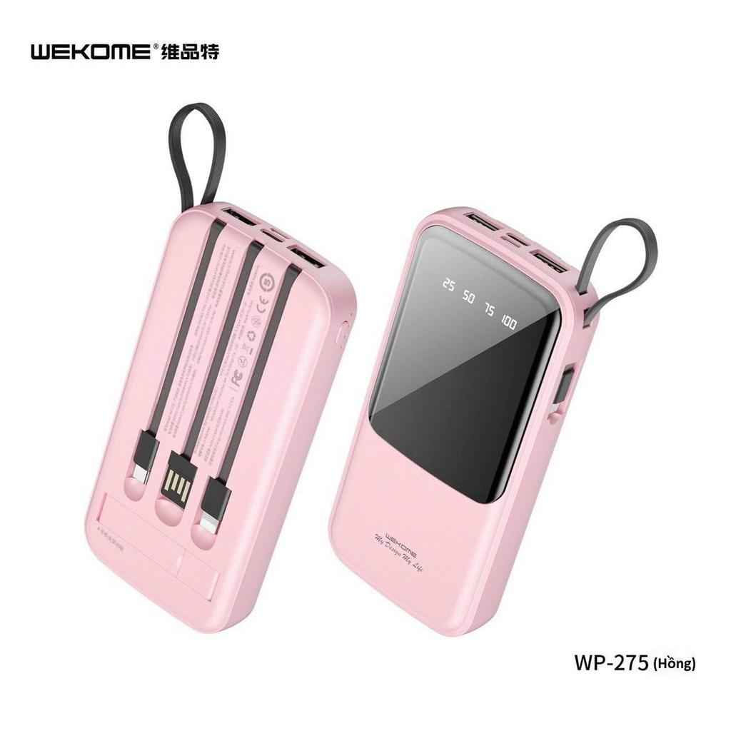 Sạc dự phòng WEKOME 275 10000mah đa cổng sạc , kèm dây, tích hợp giá đỡ điện thoại - Hàng nhập khẩu