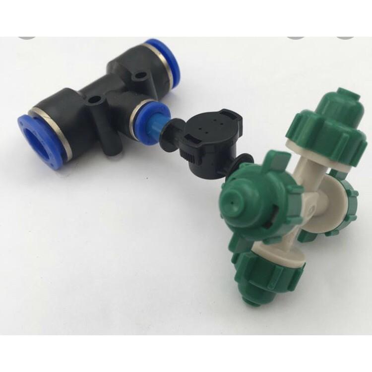 Béc phun sương 4 cửa dùng cho ống phun sương 8mm - kèm van áp chống rò rỉ