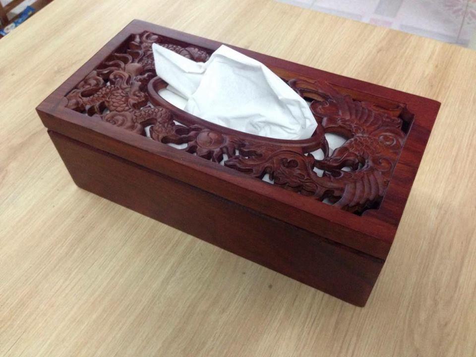 Hộp đựng giấy gỗ hương chạm khắc Long Phụng tặng ống tăm khảm chai -Sản phẩm làm kỹ - Hộp Giấy , Hộp đựng khăn giấy , Hộp Trạm Khắc - Khăn giấy hình chữ nhật cao cấp Việt Nam , Xuất Nhật