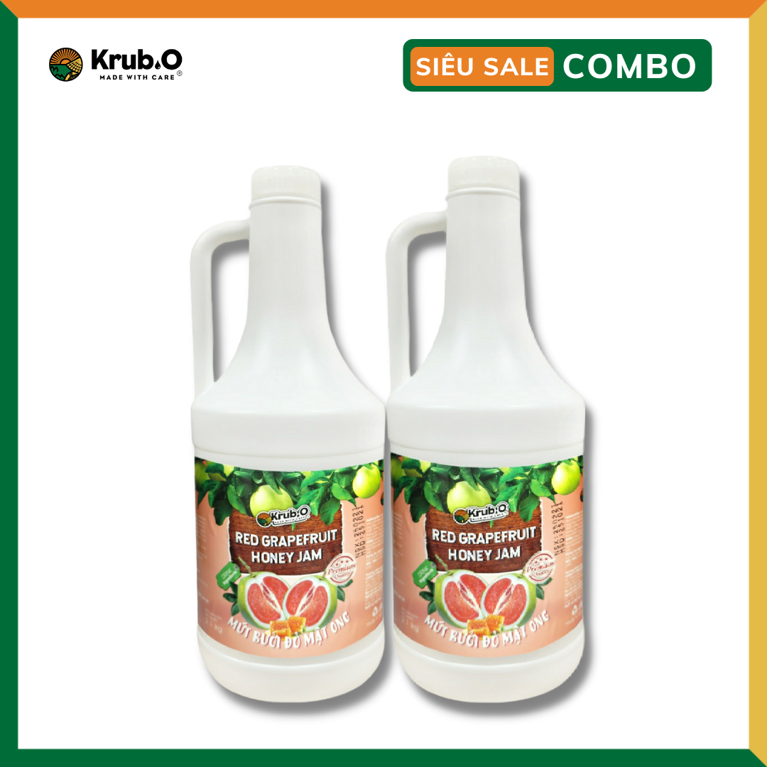 COMBO SIÊU TIẾT KIỆM Mứt Bưởi Đỏ Mật Ong Krub.O Siêu To 2.100g x