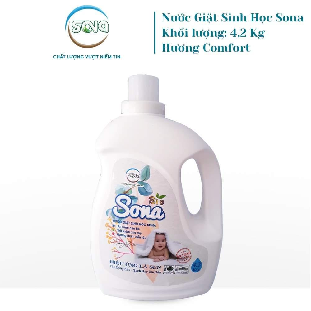 Nước giặt sinh học SONA 4.2L giặt xả quần áo 2 trong 1 hương hoa tự nhiên 