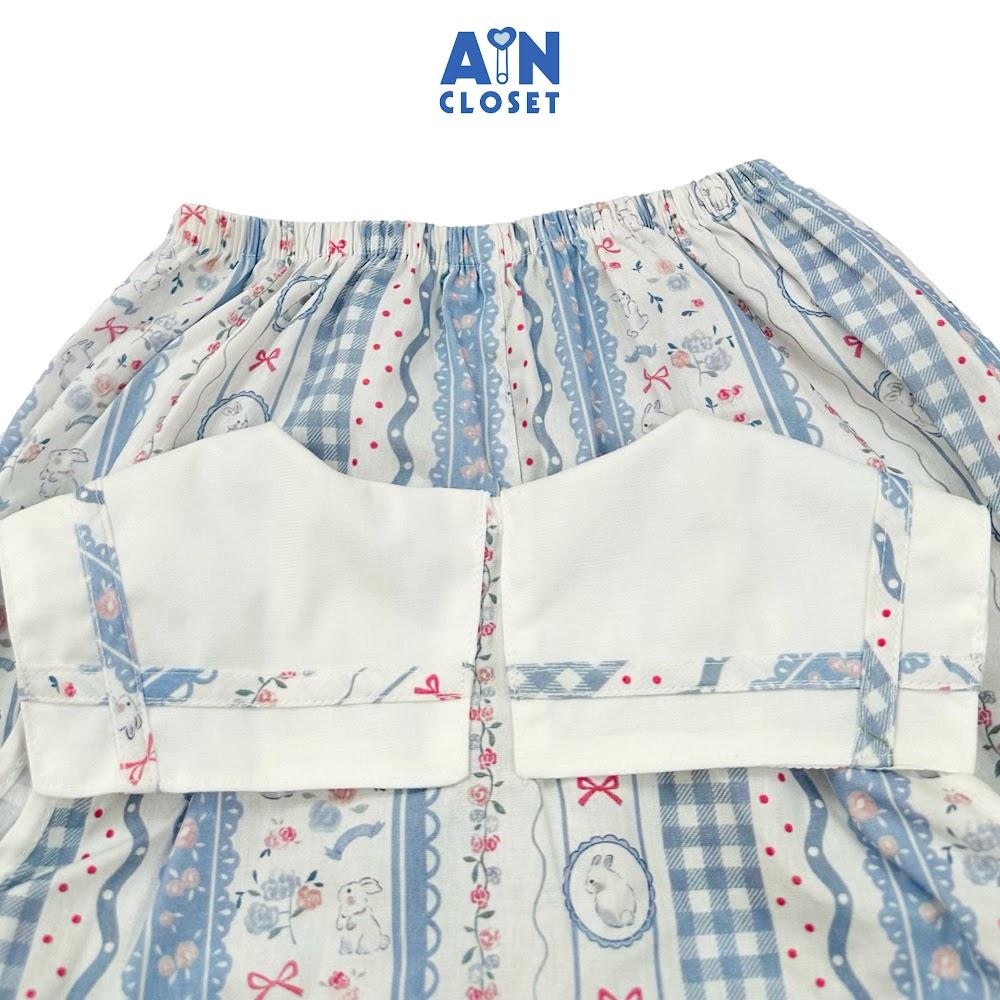 Bộ quần áo Ngắn bé gái họa tiết Kẻ Thỏ Xanh Cotton - AICDBGLHBDZI - AIN Closet