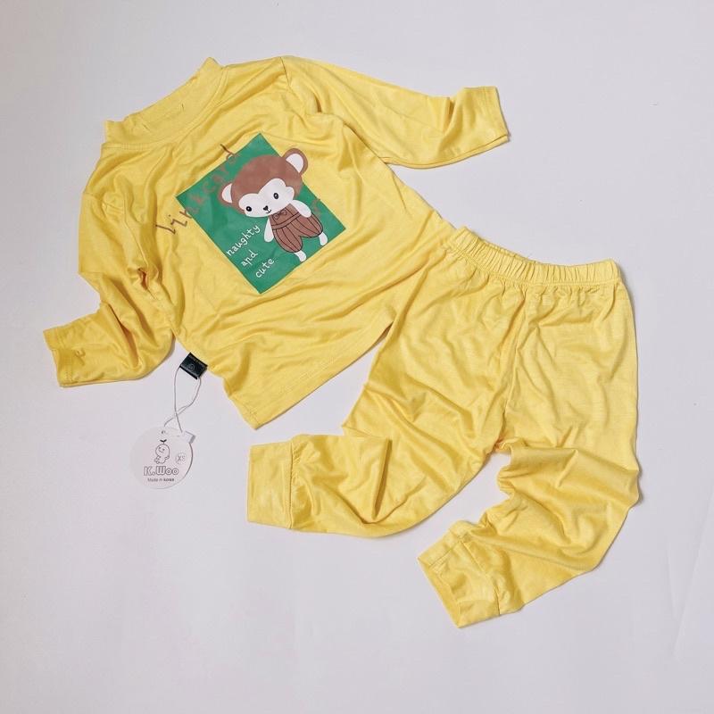 Bộ thun cotton lạnh họa tiết gấu cổ 3 phân cho bé 1-5 tuổi️ chất thun bún mềm mịn️