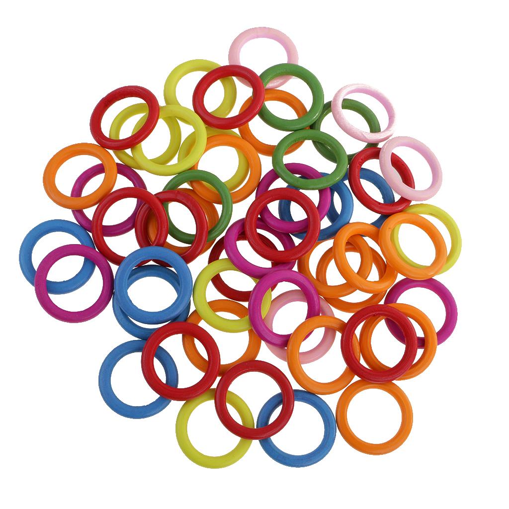 50pcs Colorful Wood Loop Rings for Pendant Connectors Jewelry Making Craft