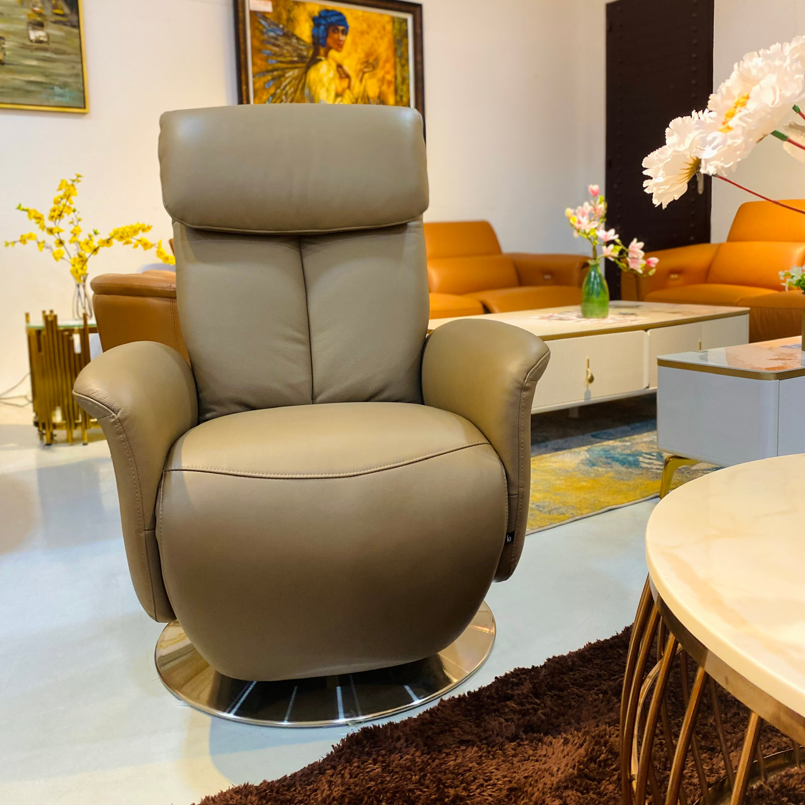 Ghế Sofa Đơn Da Bò Thư Giãn Chỉnh Điện - 2 6194-18 Cappuccino Alila