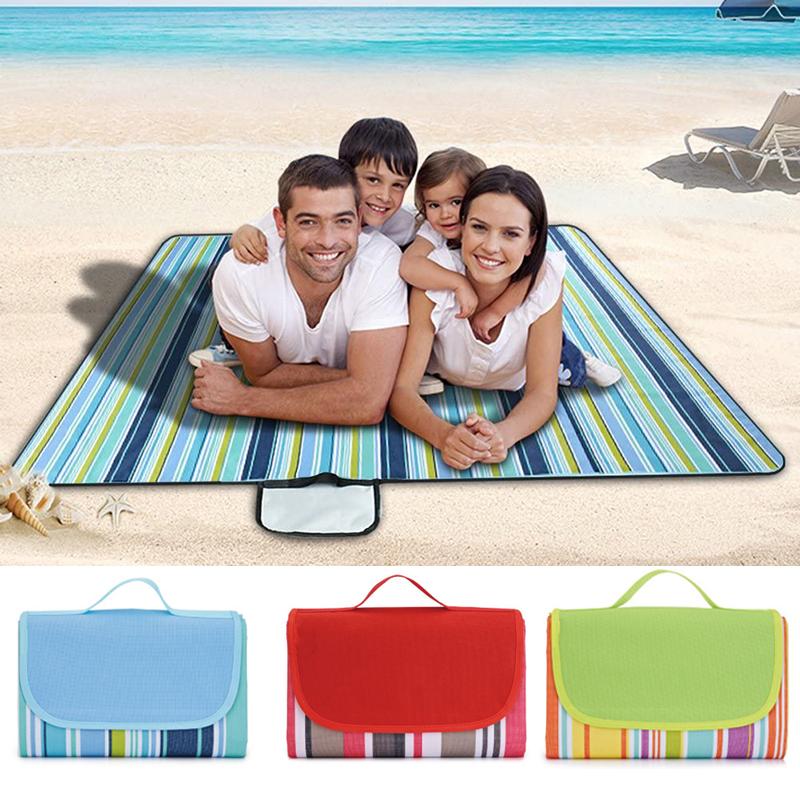 195X200Cm Thảm Cắm Trại Kẻ Sọc Xếp Cắm Trại Nệm Cho Bé Leo Ngoài Trời Chống Nước Dã Ngoại Biển Chăn Cho Nhiều Người Chơi Dã Ngoại