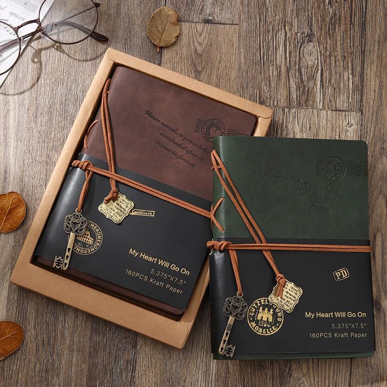 Sổ Tay Bìa Da - Nhật kí Bìa Mềm Phong Cách Vintage Giấy Kraft - Làm bullet journal