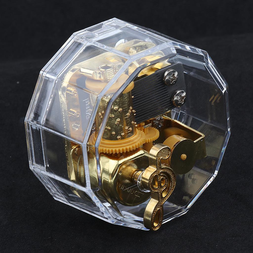 2pcs Acrylic Clockwork Music Box Melody Box Happy Birthday To You Tune Case Home Office Decoration