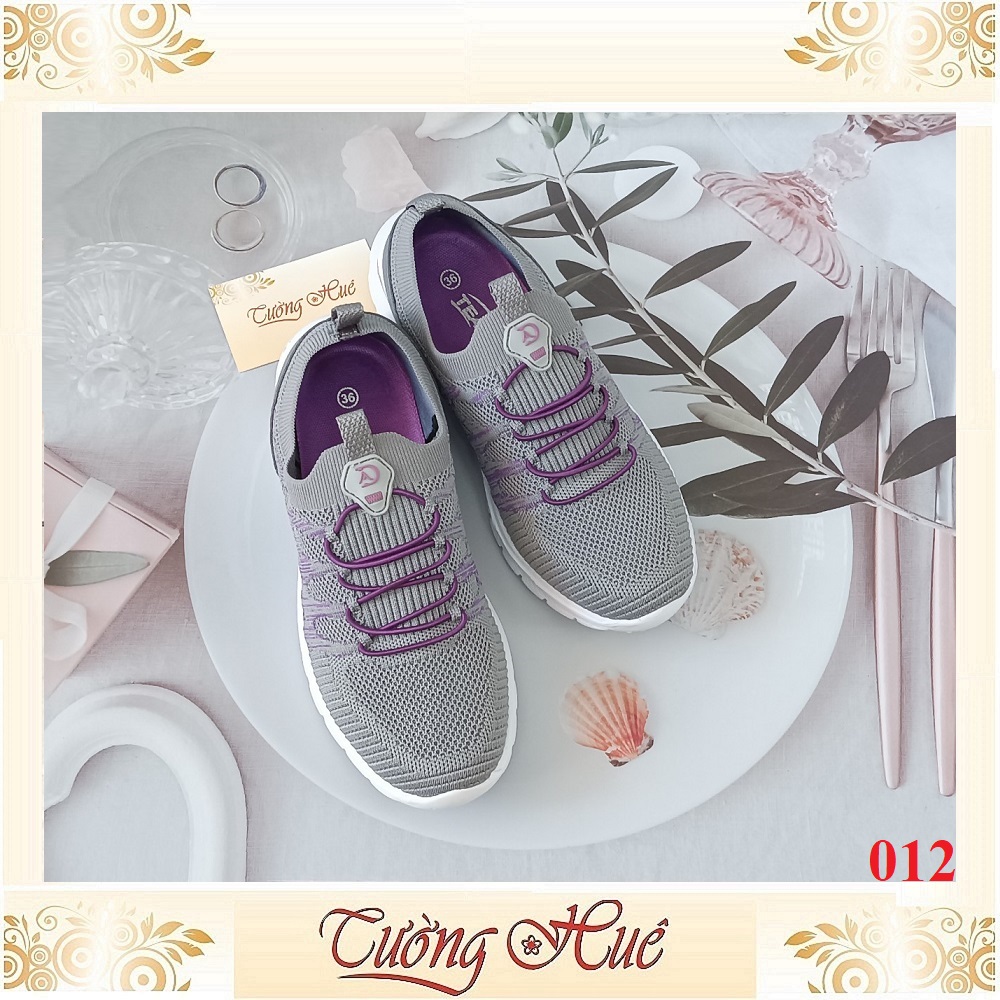 Giày Thể Thao Siêu Nhẹ Cổ Chun Giả Dây Cột Đế Thấp 3CM - 012