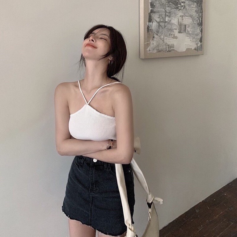 Áo Thun Cổ Yếm 2 dây bún croptop ôm body