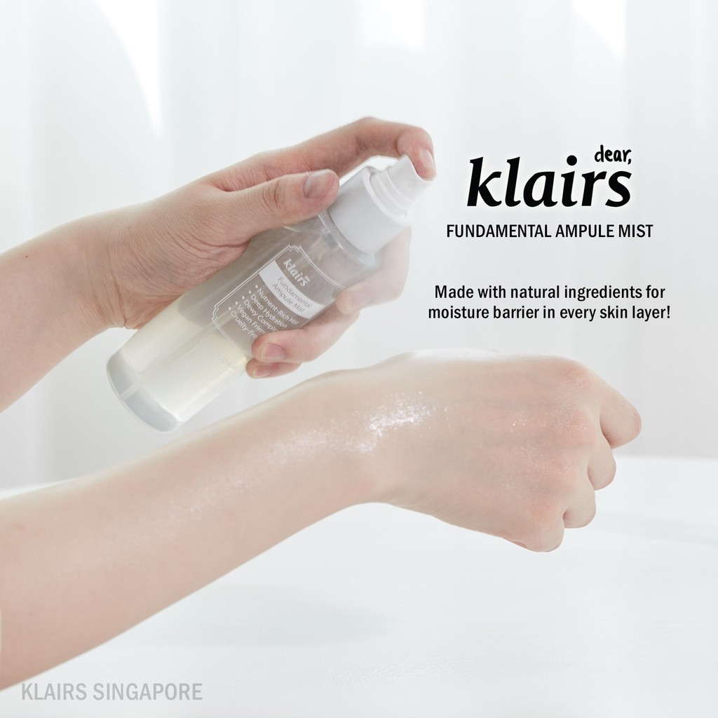 Xịt Khoáng Klairs Fundamental Ampule Mist 125ml - Dưỡng ẩm, chống lão hóa, phục hồi