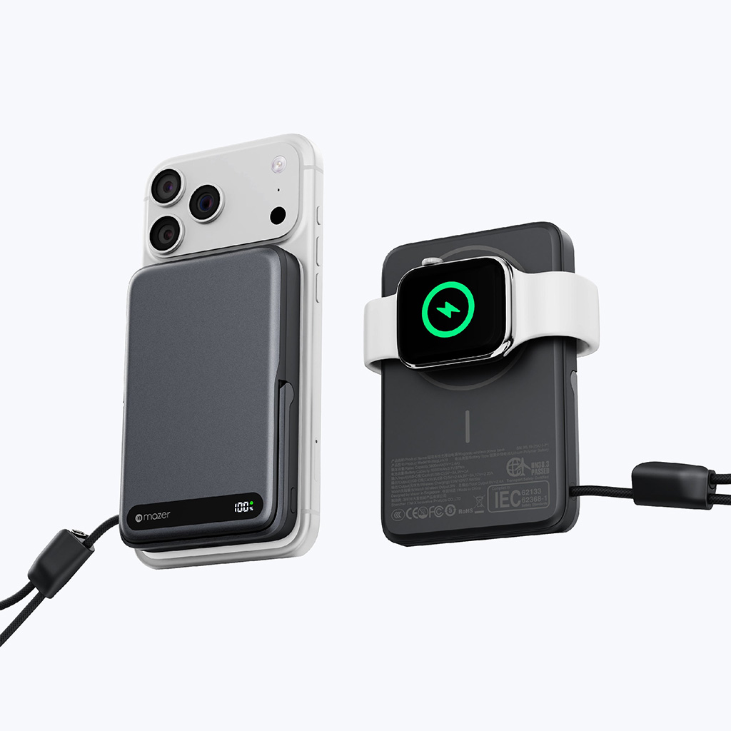 Pin Dự Phòng Không Dây Kèm Cáp MAZER MagLink19 Qi2 15W PD27W 10.000 mAh Chứng Nhận 3C Sạc Được Apple Watch Kèm Chân Đế Hàng Chính Hãng