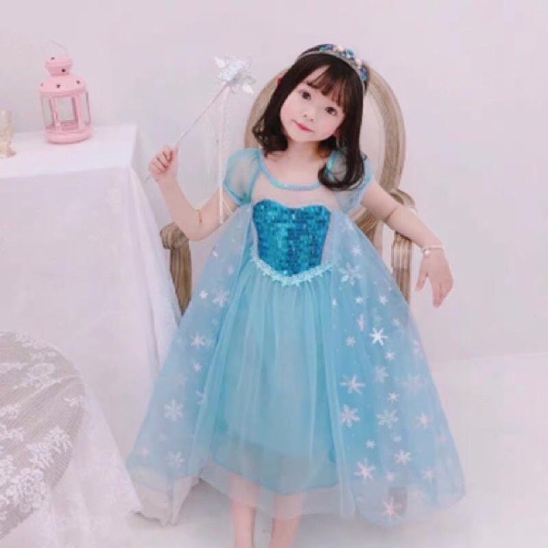 Đầm Elsa dài váy Elsa bé gái công chúa hàng xịn