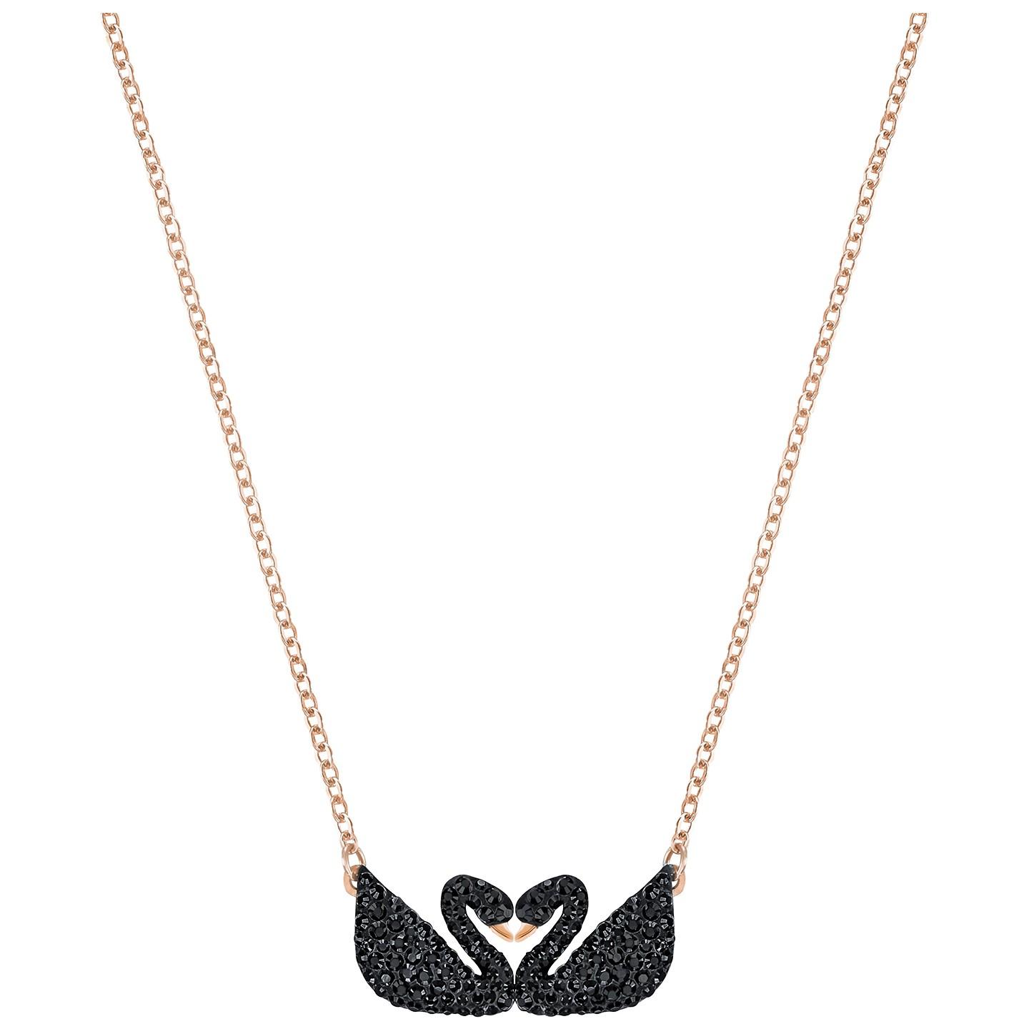 Dây chuyền cao cấp Swarovski Iconic Double Swan Necklace, Rose Gold, Black cho nữ