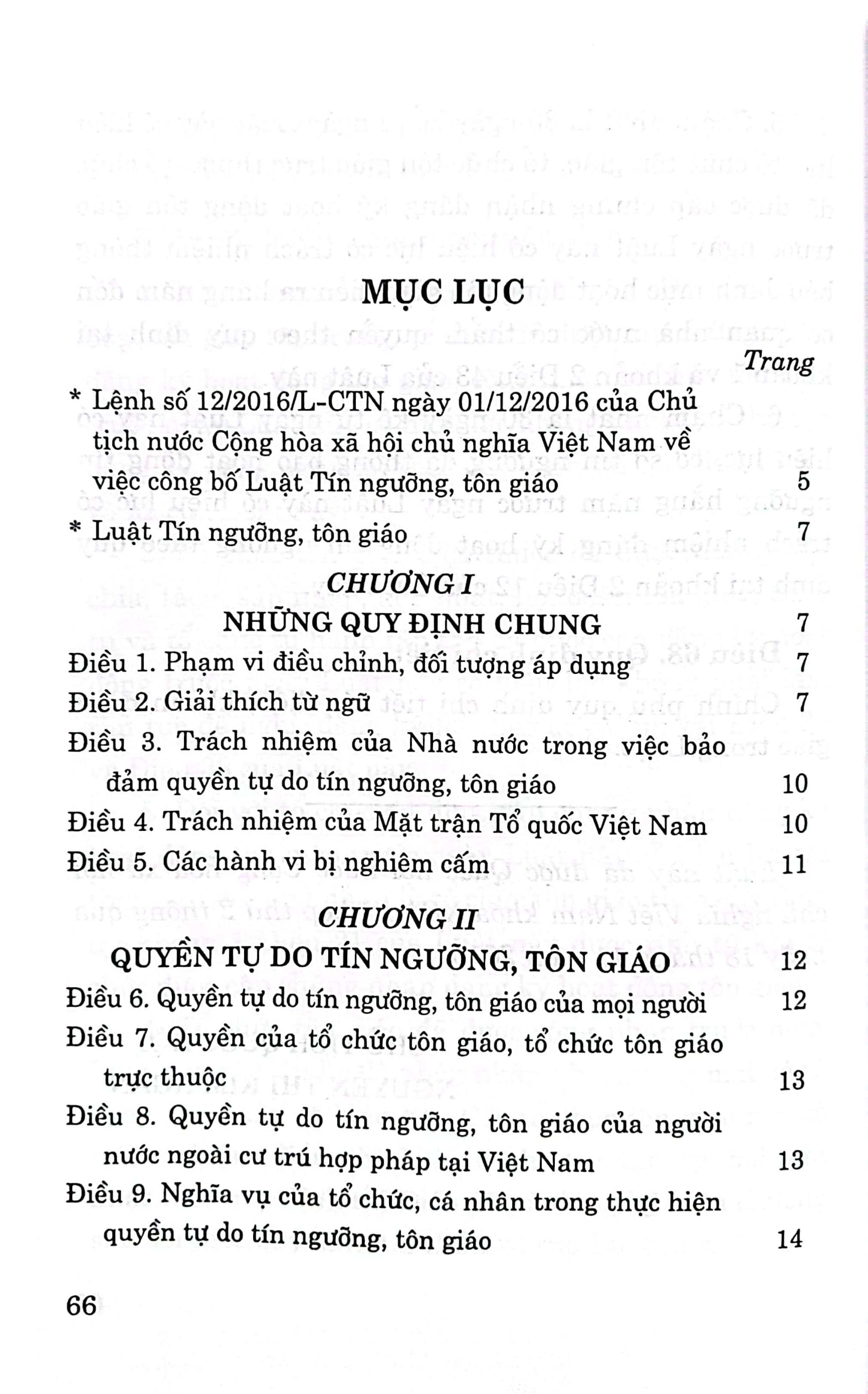 Luật Tín ngưỡng, tôn giáo (Hiện hành)