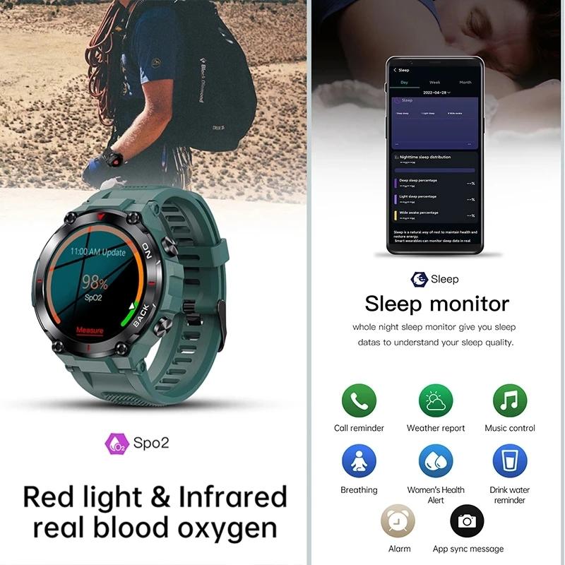 2023 GPS Mới Ngoài Trời Bộ Ba Bảo Vệ 1.3 Inch IPS Xem Toàn Bộ Sức Khỏe Cuộc Gọi Bluetooth Thông Minh IP68 Nam Chống Nước Android IOS