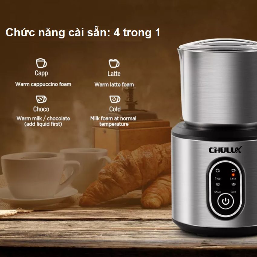Máy tạo bọt sữa chuyên nghiệp 4 trong 1 dùng cho quán 4 trong 1 Chulux JMF-988S - HÀNG NHẬP KHẨU