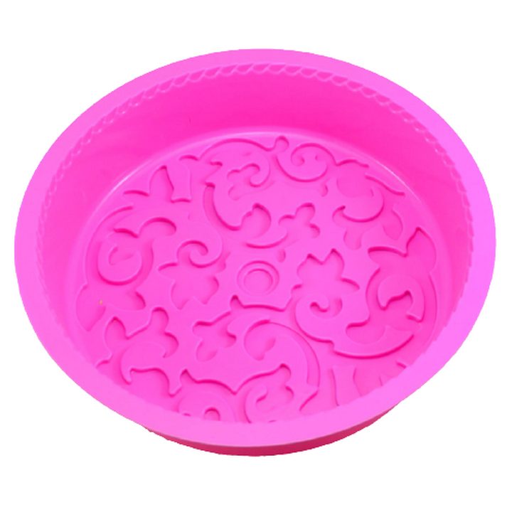 Khuôn silicon làm đế bánh, rau câu hình tròn hoa văn kiểu - Loại 28 cm – Mã số 1141