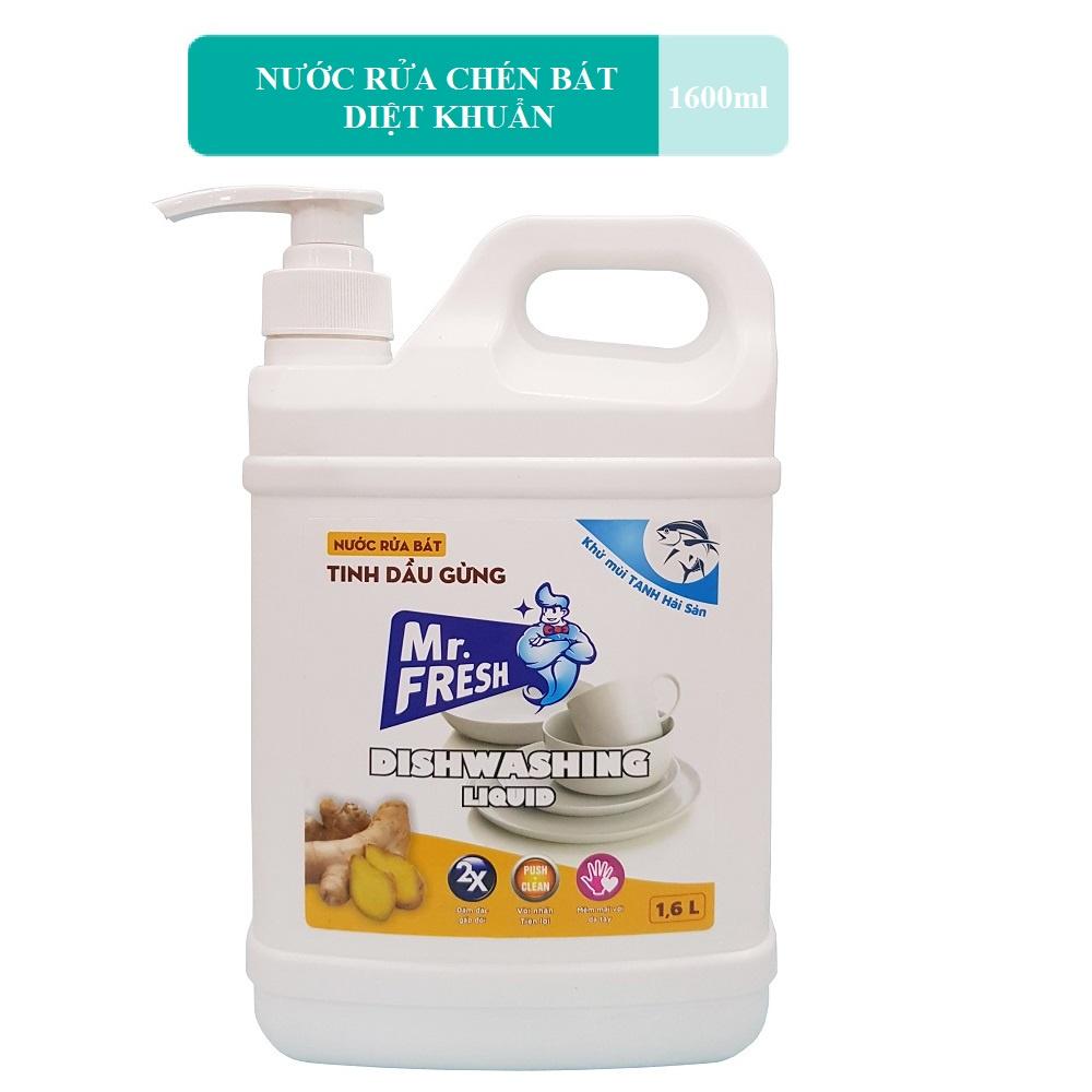 Nước rửa chén bát siêu sạch Mr. Fresh 1.6L Tinh Dầu Gừng