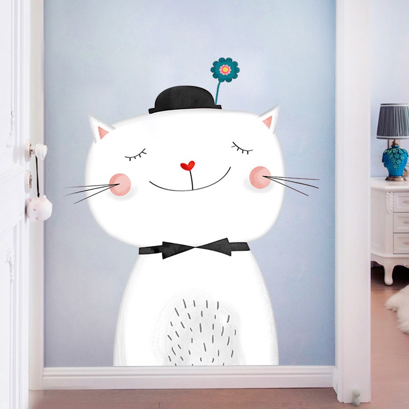 Decal dán tường mèo cute size đại lớn