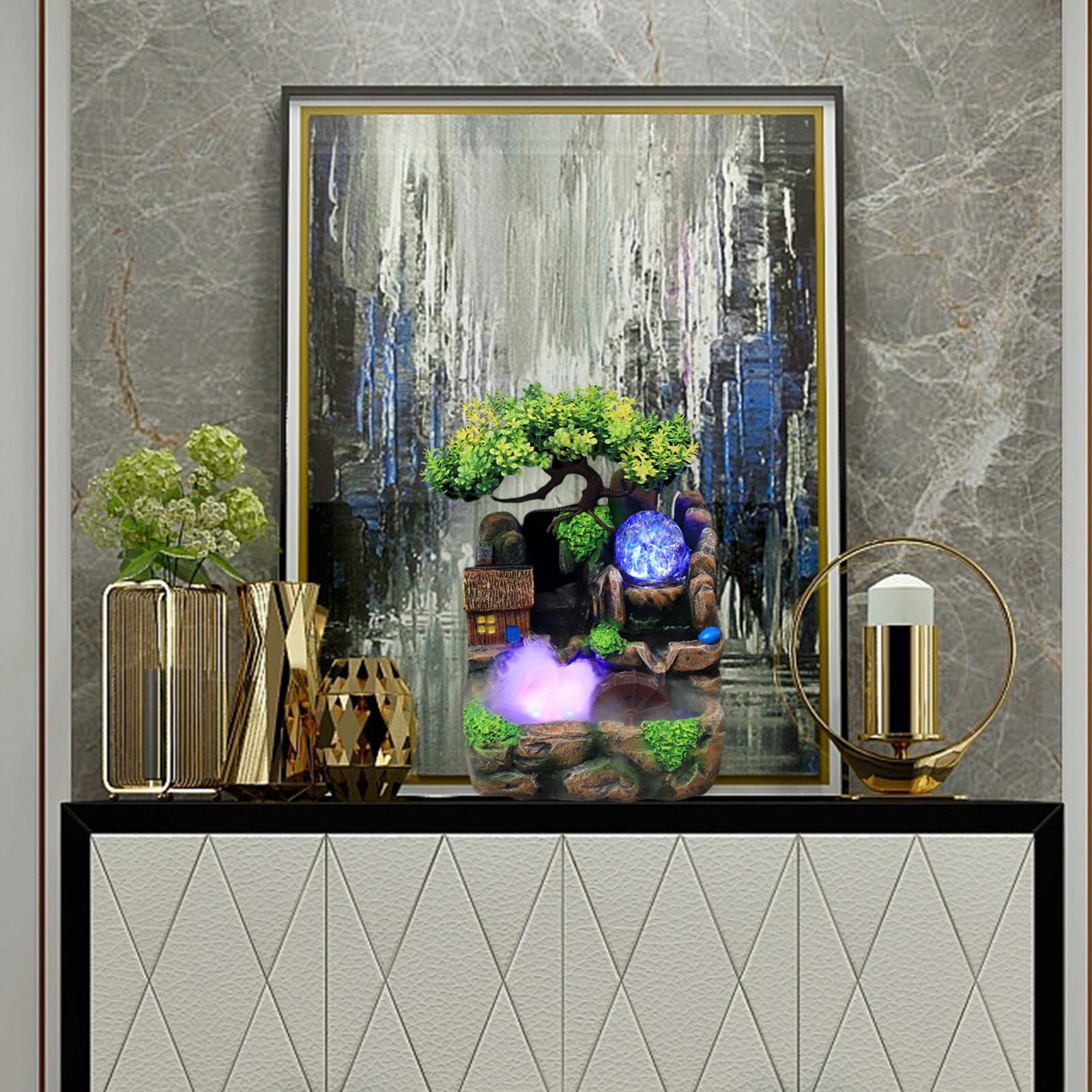 Creative Waterfall Fountain Rockery LED Lights Indoor Meditation