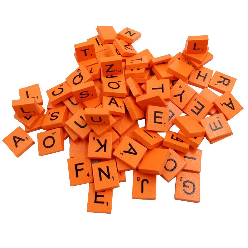 New Wooden Puzzle Tiles Letters 100 Set of Alphabet Board Game Pieces Scrapbooking Craft DIY