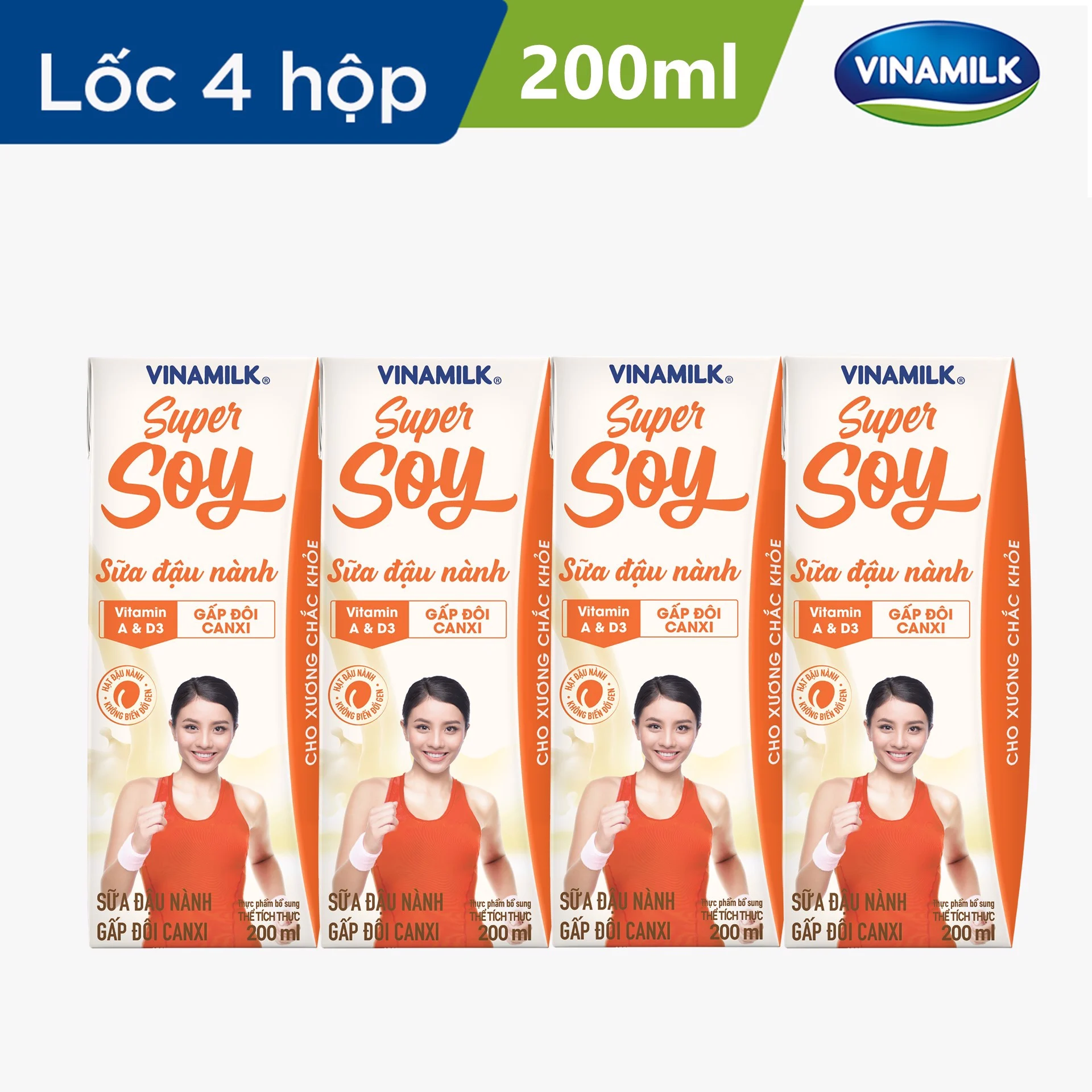 Thùng 48 Hộp Sữa Đậu Nành Vinamilk Gấp Đôi Canxi Có Đường