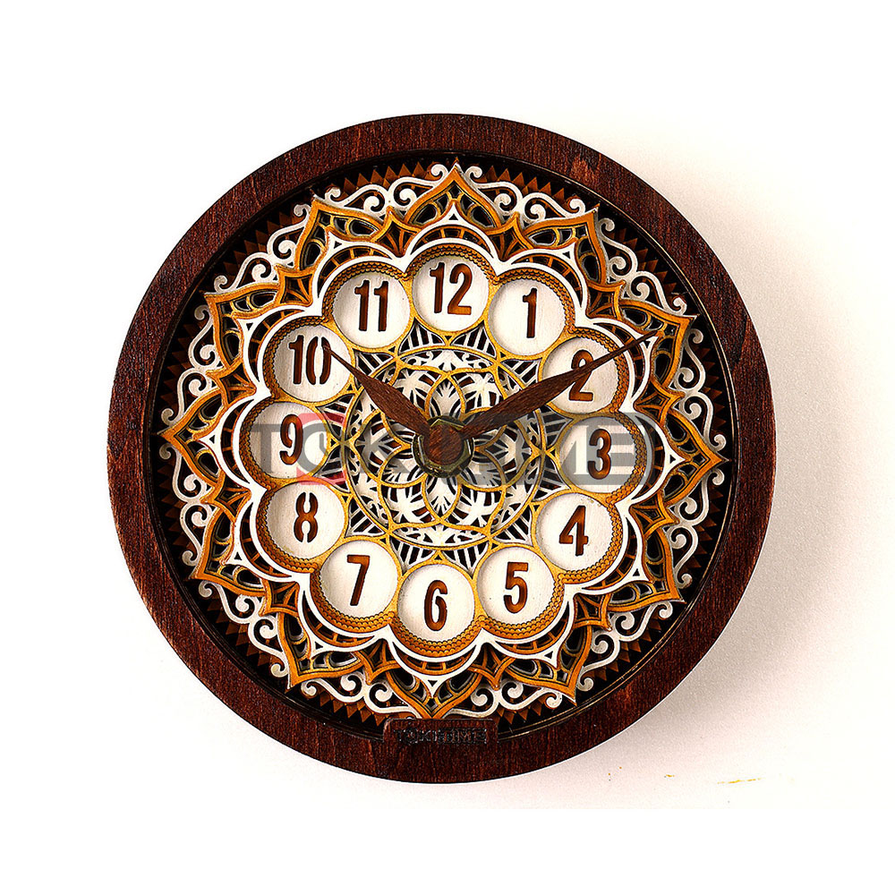 Đồng hồ gỗ để bàn phong cách nghệ thuật – Xếp Lớp 3D độc đáo