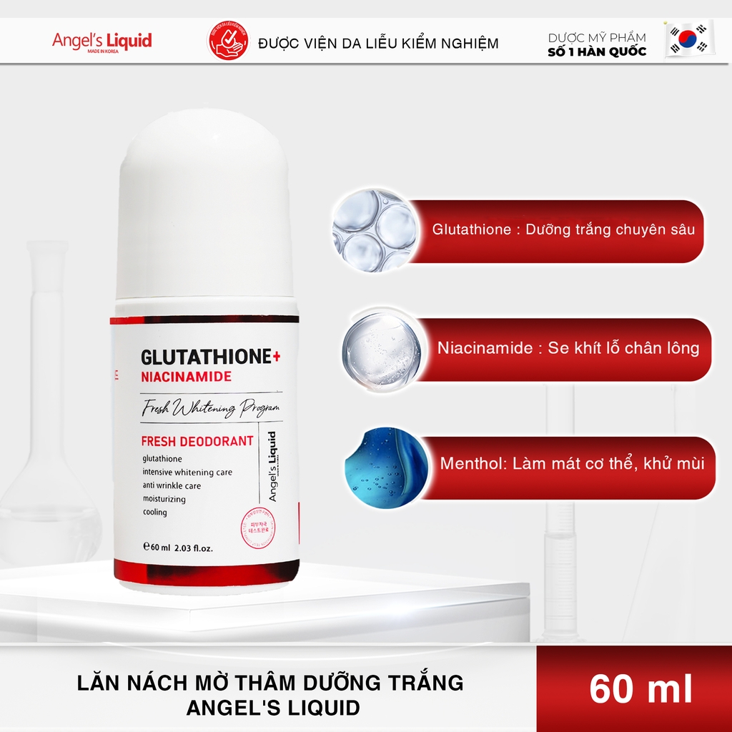 Lăn Khử Mùi, Dưỡng Trắng, Giảm Thâm Angel's Liquid Glutathione Fresh-Up Whitening Magic Deo Stick 60ml + Tặng Kèm 1 Băng Đô Tai Mèo ( Loại Ngẫu Nhiên)