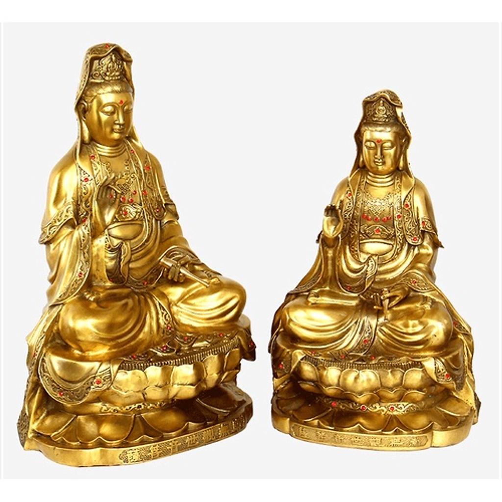 Tượng Quan Âm Bồ Tát đồng vàng kh62288