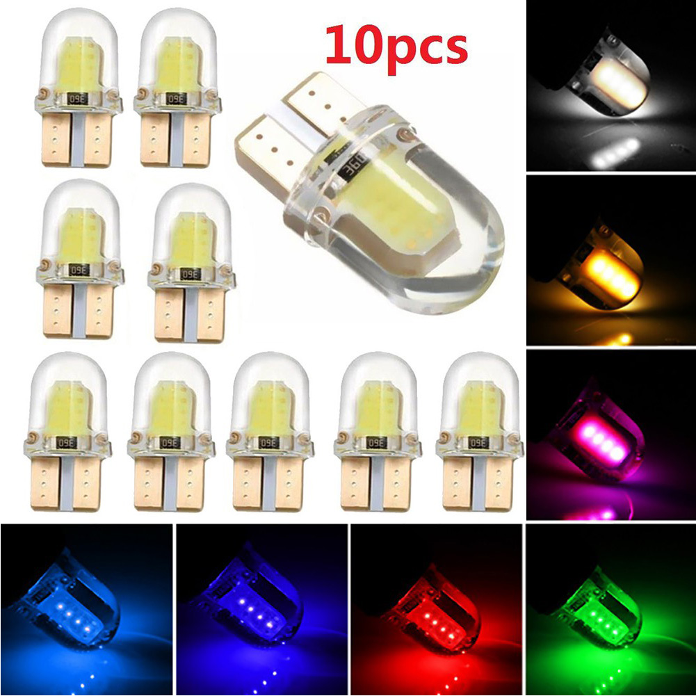 10PCS LED t10 W5W T10 COB Silicone Short Car LED Light Widen Car Lamp