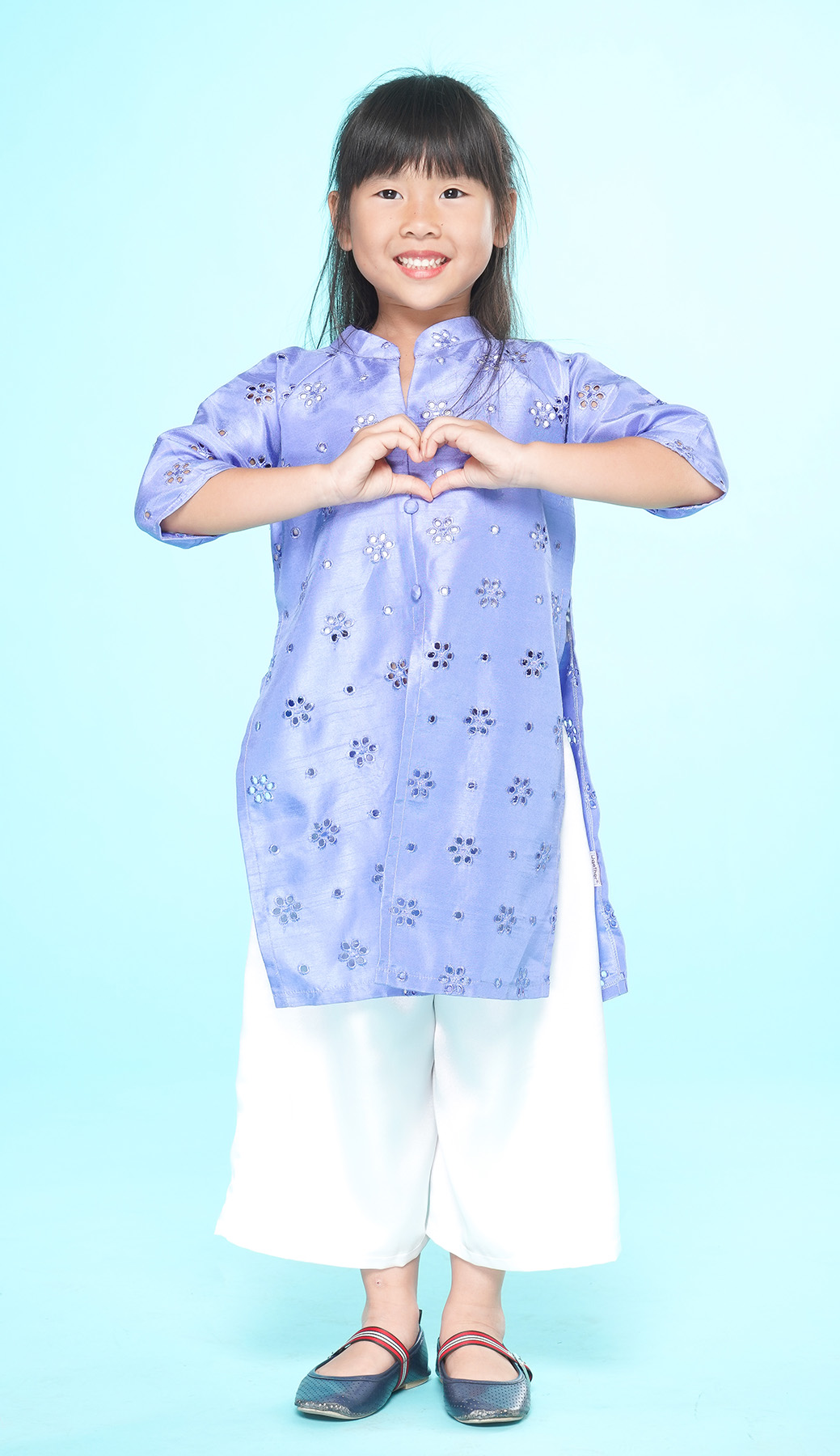 Set Áo Dài Bé Gái Ugether UKID222 - Màu xanh