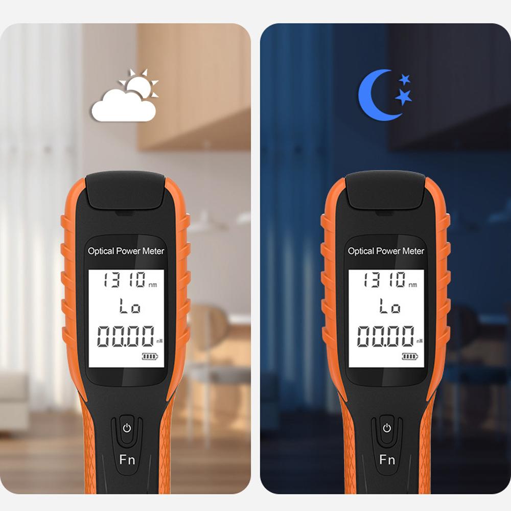 Mini Optical Power Meter High Precise Rechargeable Optical Fiber Detector 9 Standard Wavelength Cycle Switching with Frequency Recognition LED Flashlight Self-calibration Function